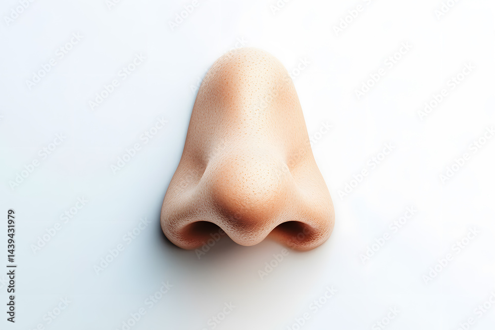 Front view human nose isolated on white