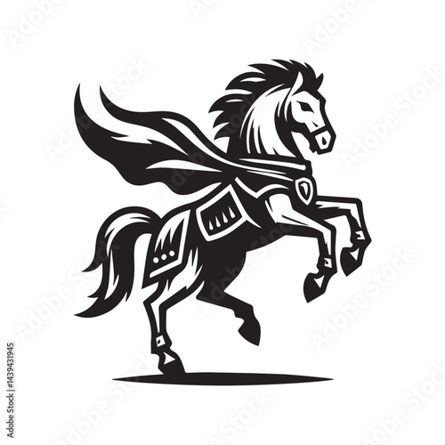 War Horse Illustration – Powerful Armored Horse Design
