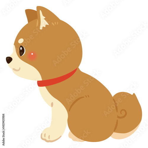 お座りした柴犬の横向きイラスト
