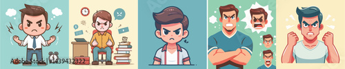 collection of vector images of angry men