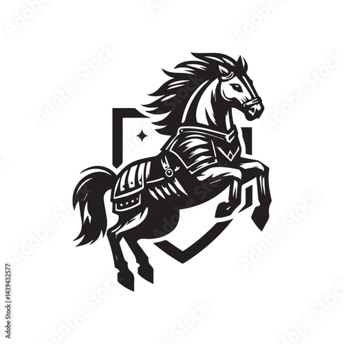 War Horse Illustration – Powerful Armored Horse Design