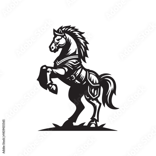 Armored War Horse Logo Design – Modern Knight Horse Illustration