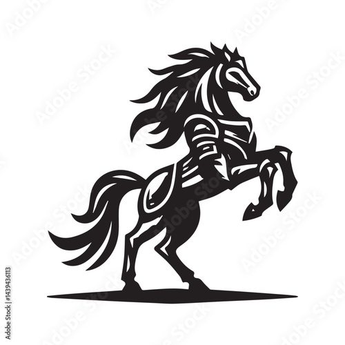 Armored War Horse Logo Design – Modern Knight Horse Illustration