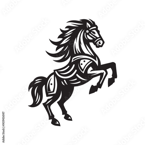 Armored War Horse Logo Design – Modern Knight Horse Illustration