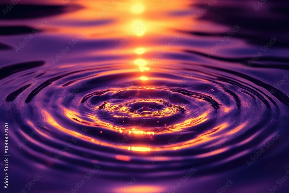 Sunset reflected in water ripples, creating a mesmerizing orange and purple spectacle. Sunset reflected in water ripples, creating a mesmerizing orange and purple spectacle.