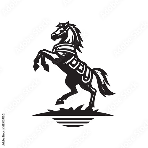 Armored War Horse Logo Design – Modern Knight Horse Illustration