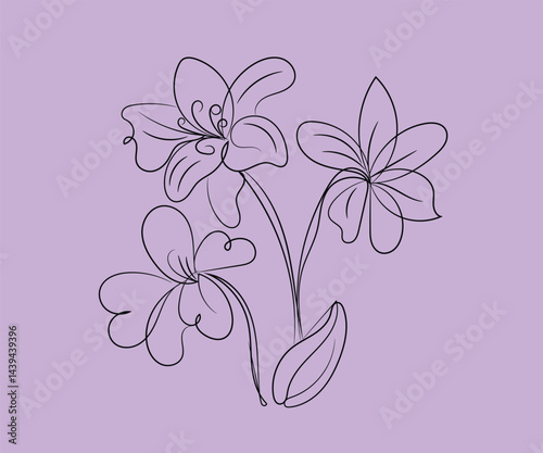 Abstract floral design featuring a pink vector illustration of spring blossoms and leaves