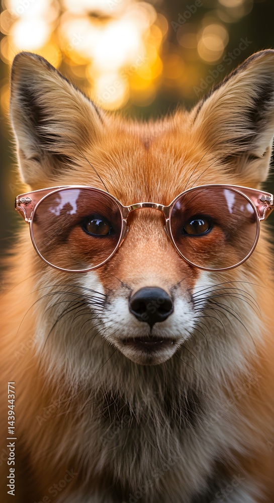Obraz premium Fox with Sunglasses: A Study in Wildlife Humor