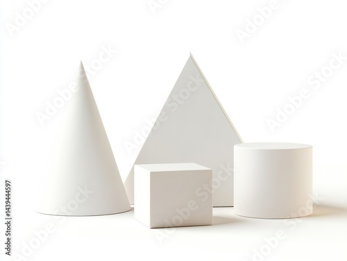 Obraz na płótnie Architectural background with white matte sculpture of geometric objects w salonie