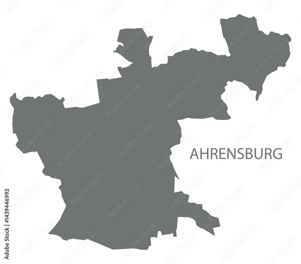Obraz premium Ahrensburg city map with boroughs grey illustration silhouette shape