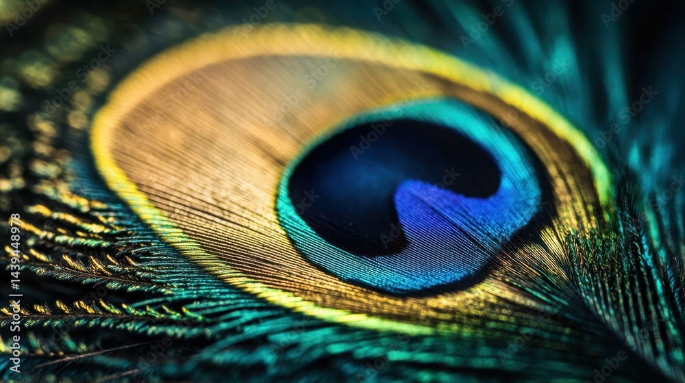 Naklejka premium Colorful close-up of peacock feather