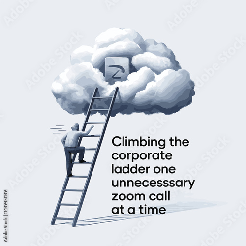 corporate job creative art with staring cloud and a man illustration design