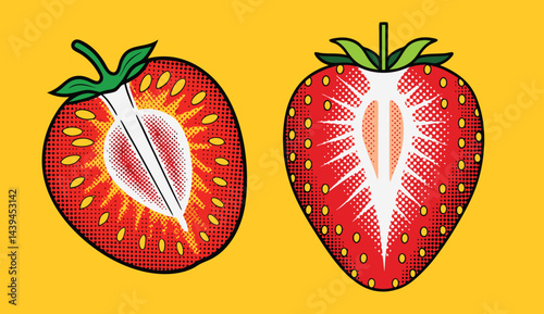 Strawberry fruit cross section art