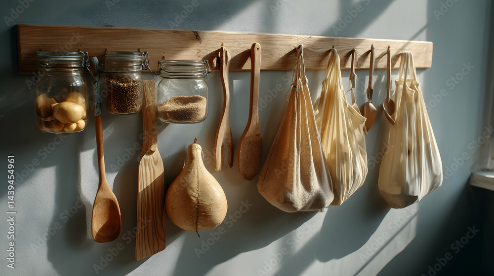 Modern Zero Waste Kitchen Aesthetic with Labeled Glass Jars