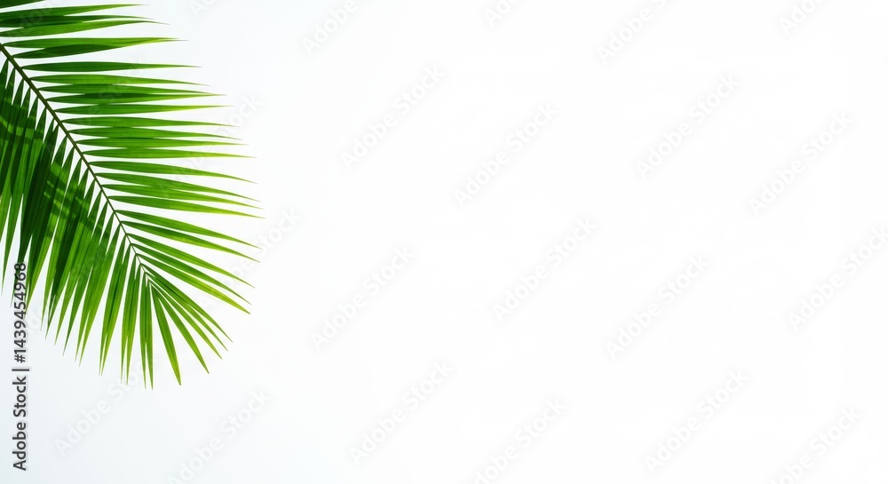 Fototapeta premium Summer Green Palm Leaf Isolated on White Background 