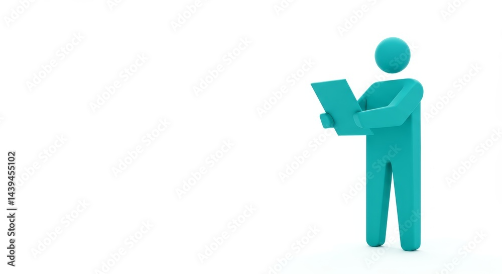 Summer Document Review by a Person in Turquoise 3D Style Summer Document Review by a Person in Turquoise 3D Style