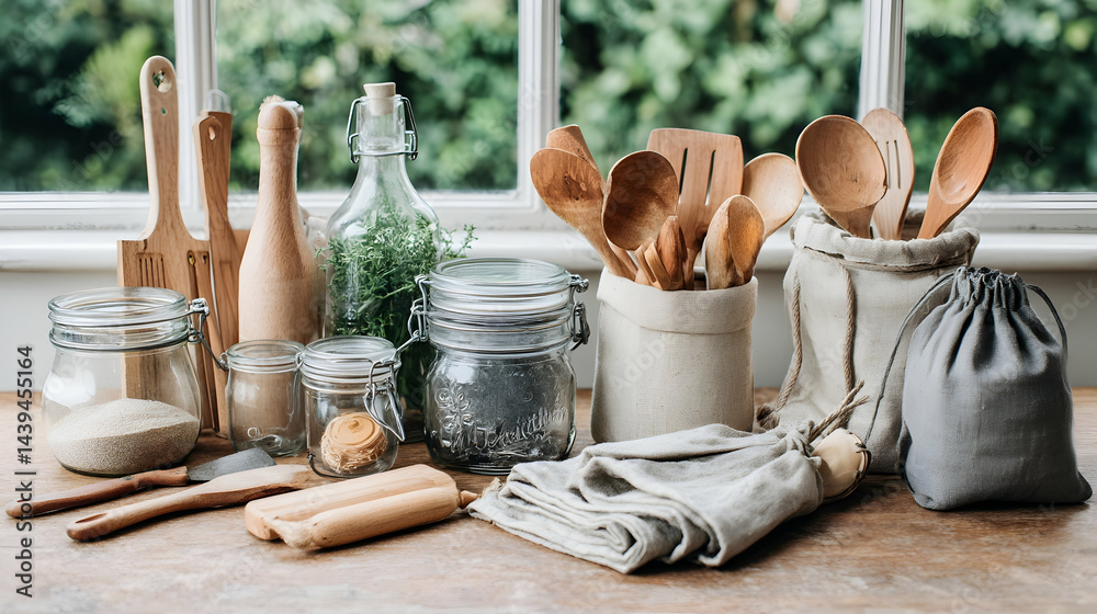 Eco-Conscious Kitchen Design with Glass Jars for Bulk Foods