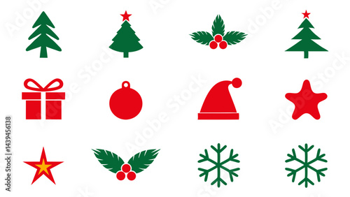 Set of christmas concept icons in minimal  simple and flat style.