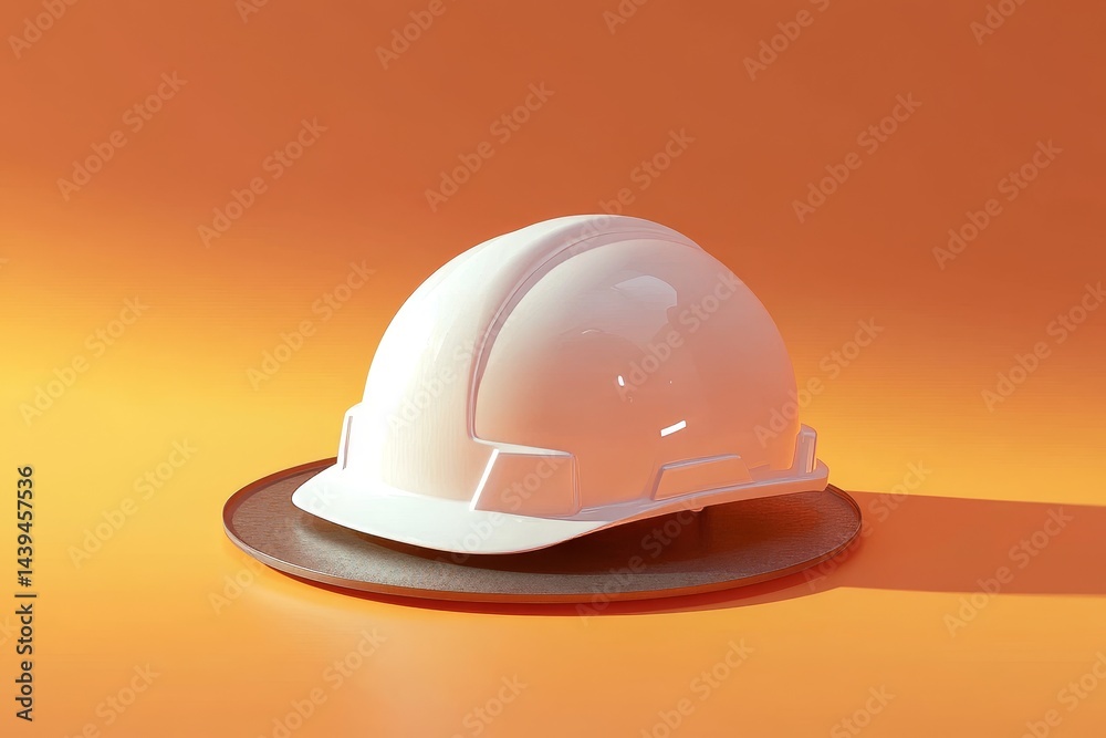 Fototapeta premium White safety helmet resting on a dark plate.