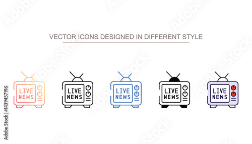 Live News icon design with white background stock illustration