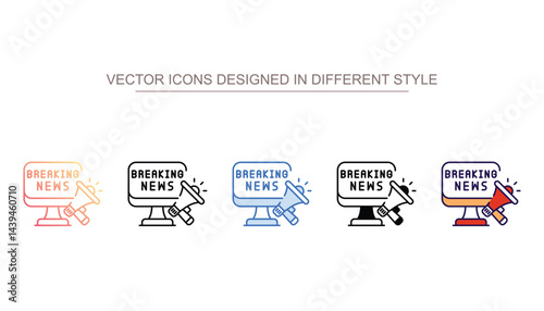 Breaking News icon design with white background stock illustration