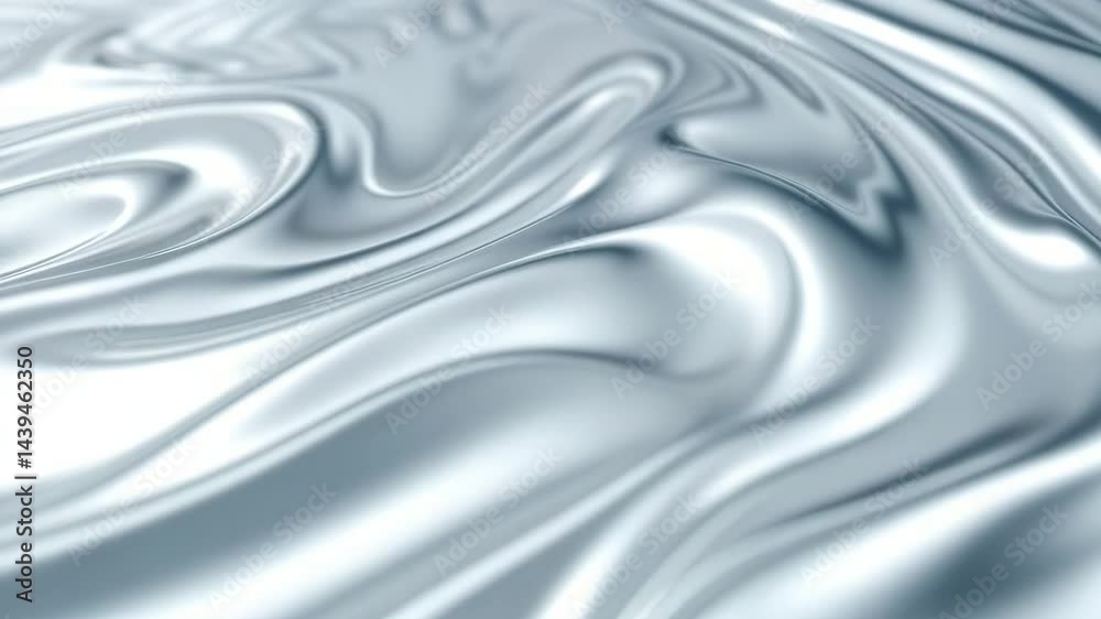 An abstract close up of a metallic surface featuring flowing reflective liquid patterns The shiny silver appearance creates a futuristic and dynamic visual effect with smooth wavy textures 4K