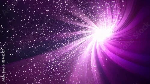 Cosmic explosion of light and energy in vast purple starry galaxy