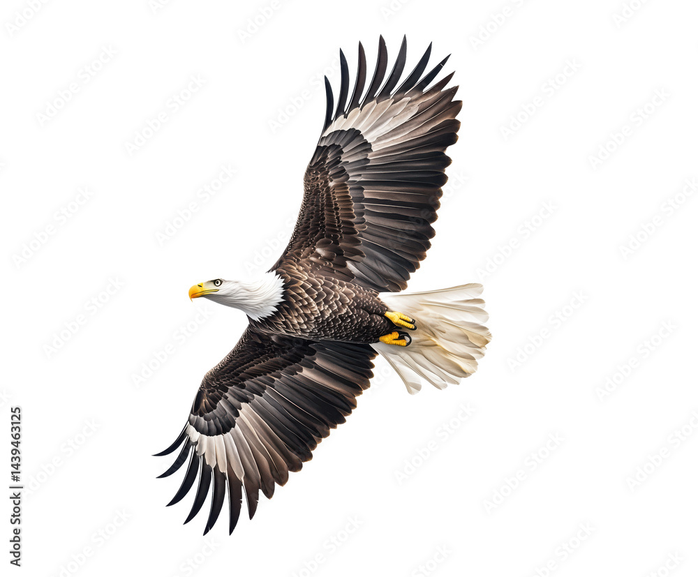 Obraz premium Majestic American Eagle in Flight: A Powerful Symbol of Freedom and Nature , isolated on white background PNG cut out