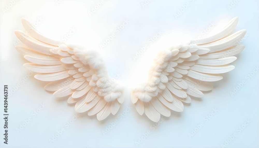 Fototapeta premium Whimsical Cartoon Angel Wings on White Background