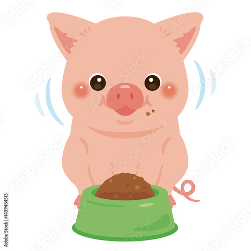 食事中のブタのイラスト