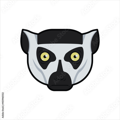 Lemur Head Icon in Flat Color Style