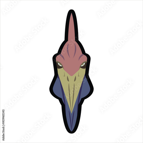 Pteranodon Head Icon in Flat Color Style
