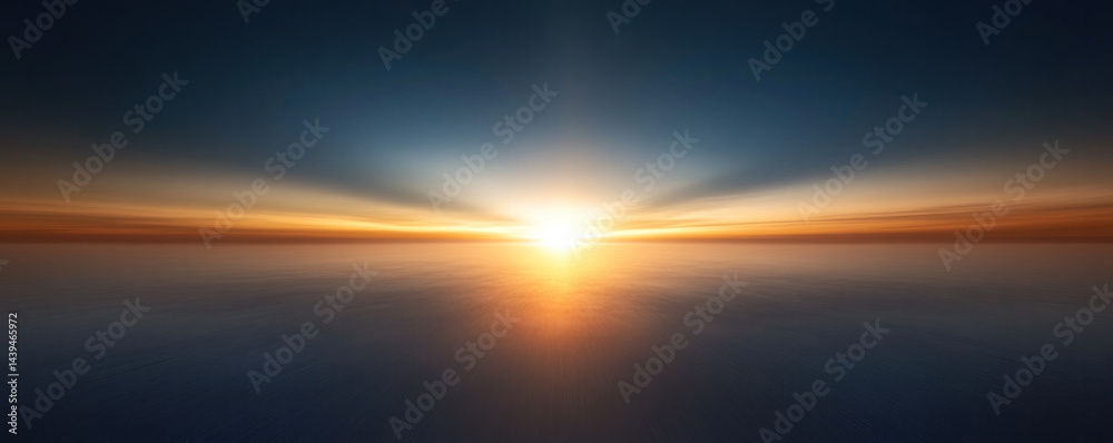 Obraz premium A beautiful sunset with a bright sun in the sky. The sky is a deep blue color with a few clouds