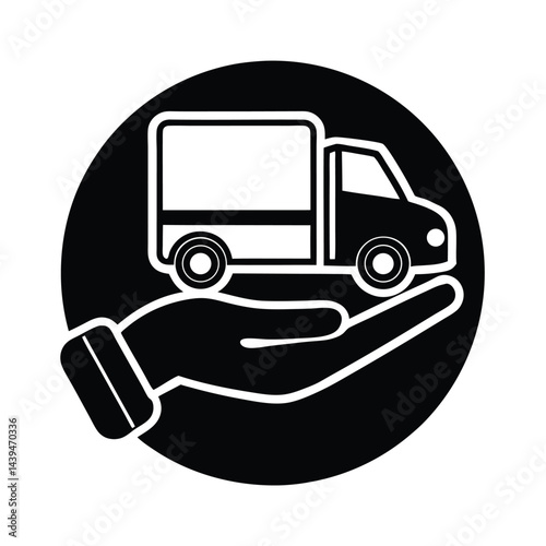Hand Showing Free Delivery Truck Vector Icon photo