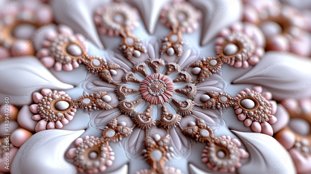 Fototapeta premium Detailed ornate fractal mandala design in soft pastel colors
