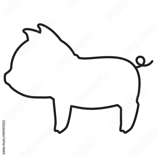 横向きのブタの線画