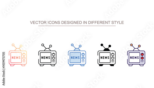 TV News icon design with white background stock illustration