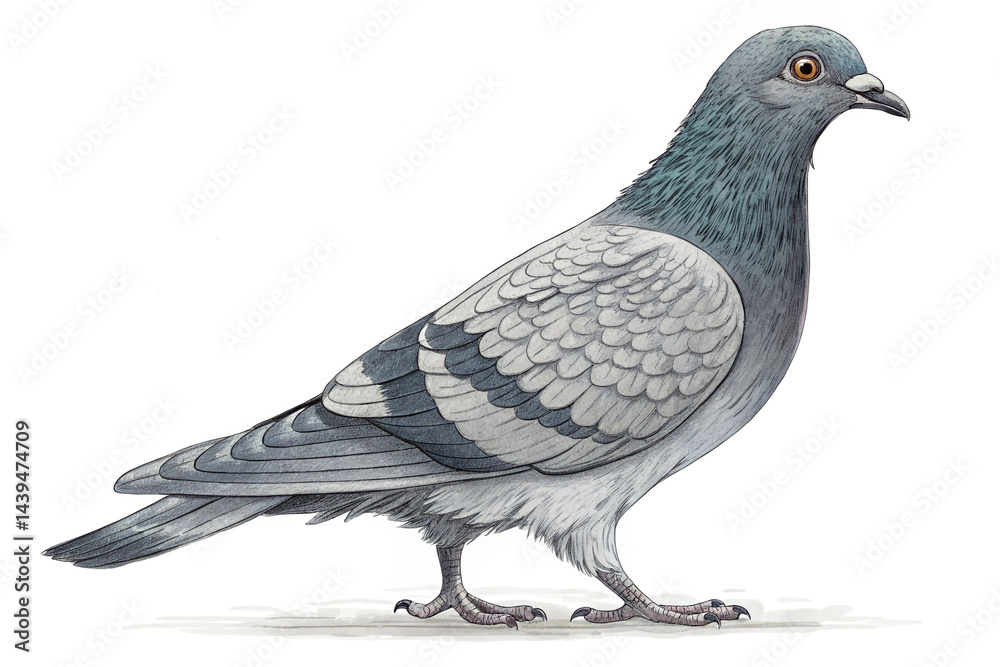 Naklejka premium Standing Pigeon Bird Isolated on Transparent Background for Nature Art.
