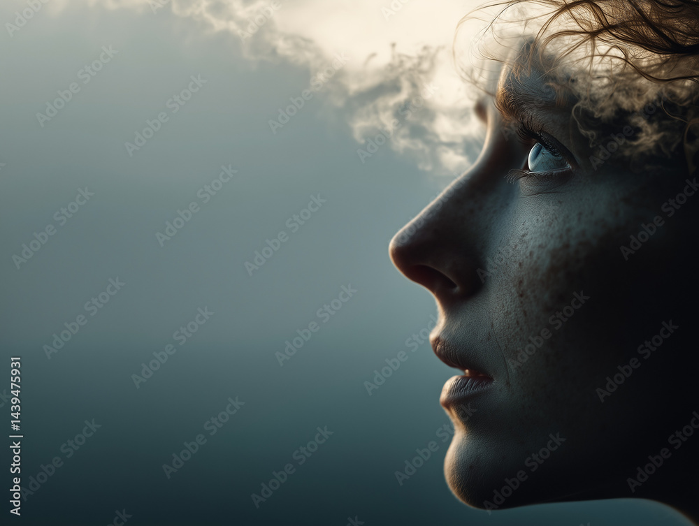 Head Clouds: Woman Sky Dreamscape Head Clouds: Woman Sky Dreamscape