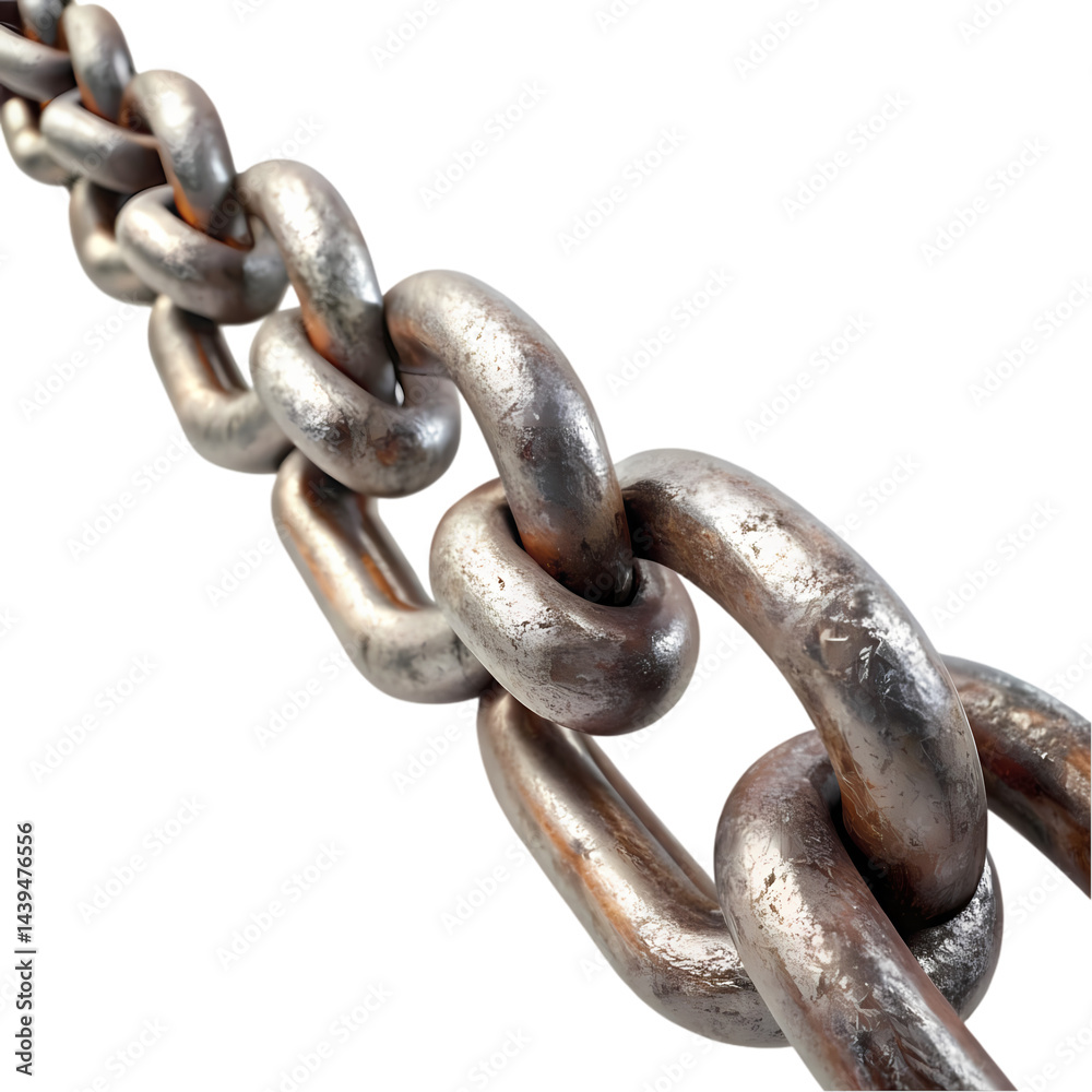 Close-up of Rusty Metal Chain Links on Transparent background Close-up of Rusty Metal Chain Links on Transparent background