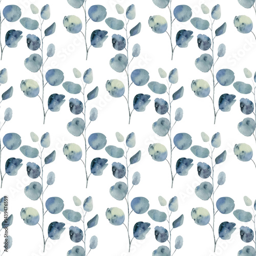 seamless pattern with blue flowers