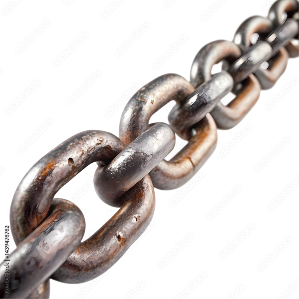 Close-up of a Rusty Metal Chain Link on Transparent background Close-up of a Rusty Metal Chain Link on Transparent background