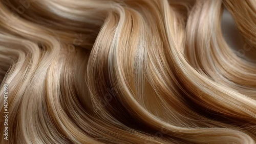 Wavy strands of blonde hair, expertly highlighted and styled in a mesmerizing pattern of light and dark shades.