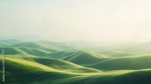 Gentle rolling hills bathed in soft morning light.