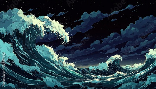 Night Sea Waves