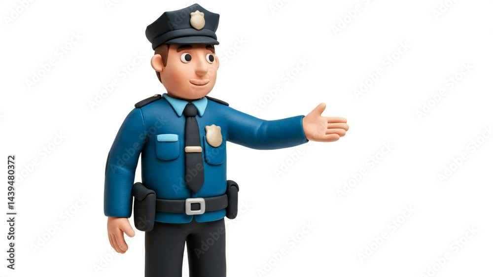 Friendly Police Officer 3D Render, Welcoming Gesture Friendly Police Officer 3D Render, Welcoming Gesture