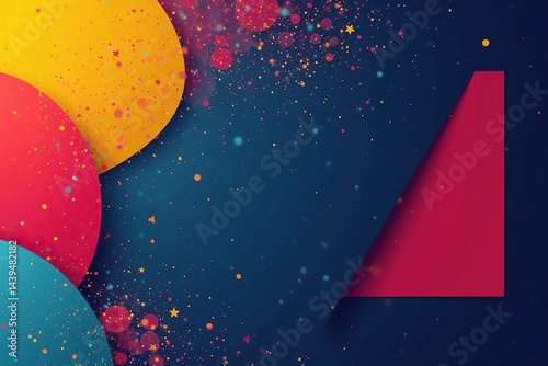 Geometric abstract shapes, bold colors, modern style, clean, bold, canvas