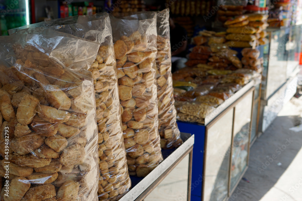 fresh made bread snacks on a market