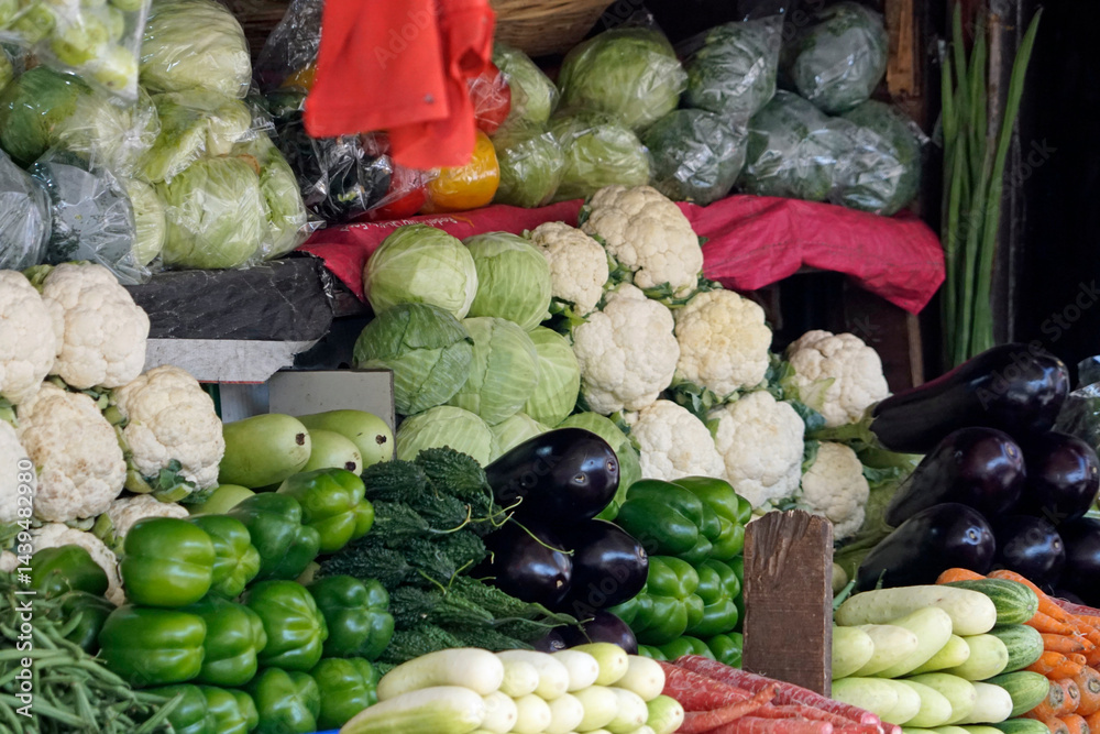 fresh vegetables on a local market in mumbai, india