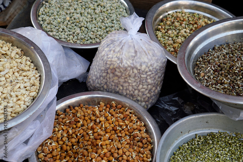spices and herbs on a market in mumbai